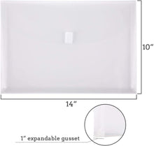Load image into Gallery viewer, YoeeJob Plastic Poly Envelopes Legal Size Side Loading Clear Document Folders with Hook & Loop Closure,White