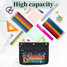Load image into Gallery viewer, YoeeJob 2 Pack Expandable Pencil Pouches for 3 Ring Binders, Black
