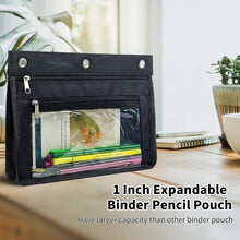 Load image into Gallery viewer, YoeeJob 2 Pack Expandable Pencil Pouches for 3 Ring Binders, Black
