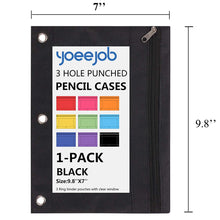 Load image into Gallery viewer, YoeeJob 3 Ring Binder Pencil Pouch with Zipper for School and Office（1 PCS, Black)
